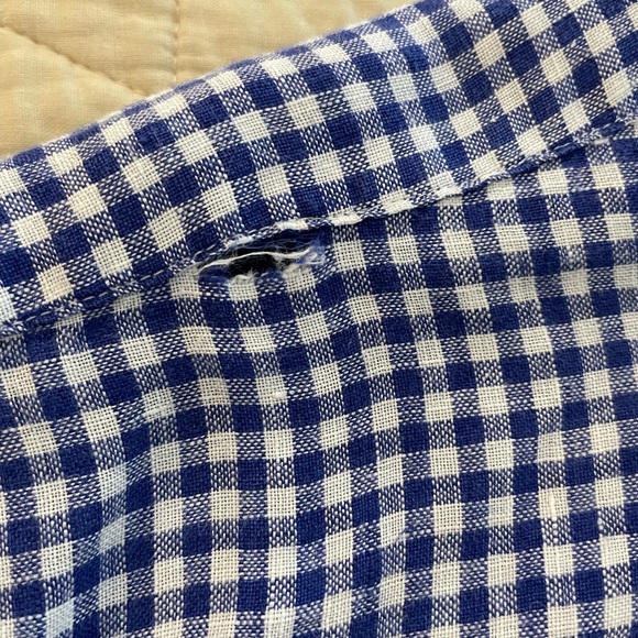 POLO RALPH LAUREN Small Gingham Check Linen Sport Shirt in Blue Size 2XLT $125 - Picture 6 of 6